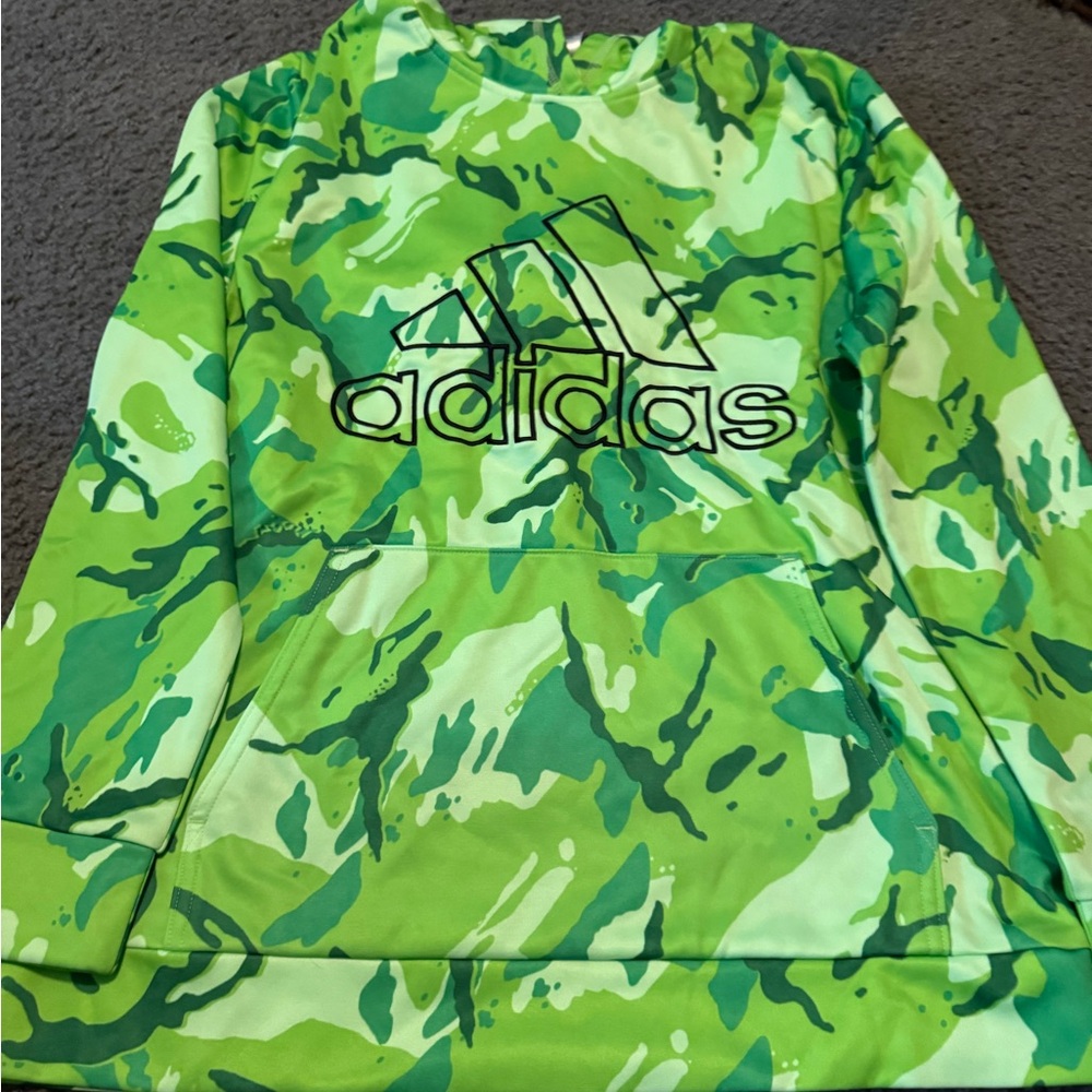 adidas Green Camouflage Kids Hoodie